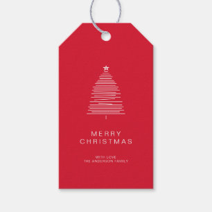 Einfache Rote Linie Kunst Frohe Weihnachtsbaum Ges Geschenkanhänger