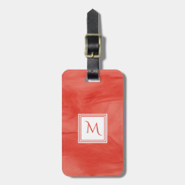 Einfache Rote Orange Subtile Marmor Modernes Monog Gepäckanhänger