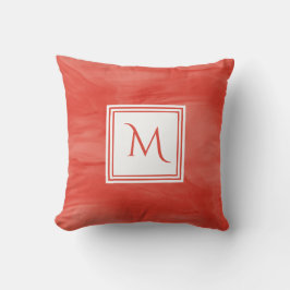 Einfache Rote Orange Subtile Marmor Modernes Monog Kissen