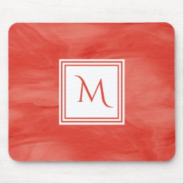 Einfache Rote Orange Subtile Marmor Modernes Monog Mousepad