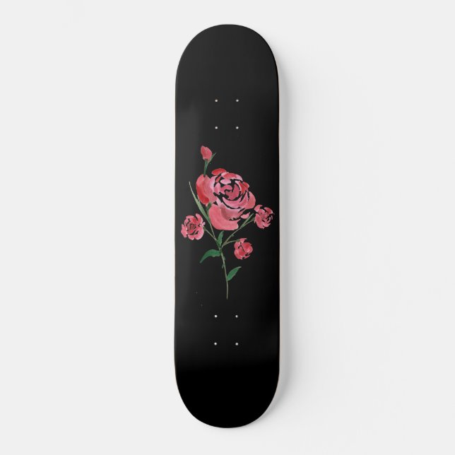 Einfache Rote Rose Skateboard (Vorderseite)