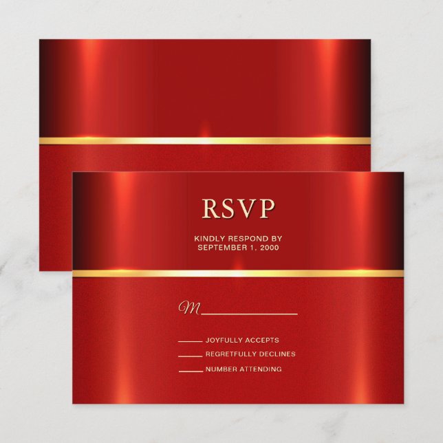 Einfache rote RSVP-Karte RSVP Karte (Vorne/Hinten)