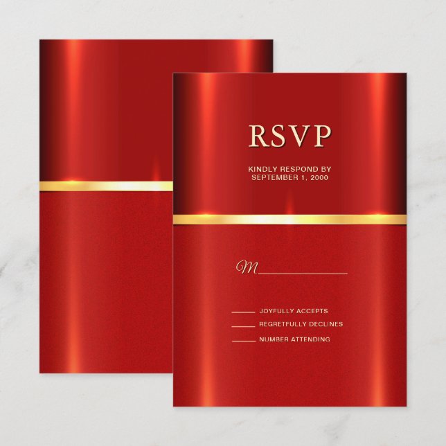 Einfache rote RSVP-Karte RSVP Karte (Vorne/Hinten)