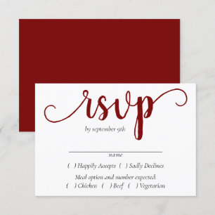 Einfache rote Schrift   Cherry Blüht Entree Choice RSVP Karte