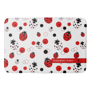 Einfache rote, schwarze und weiße Ladybug-Muster Badematte