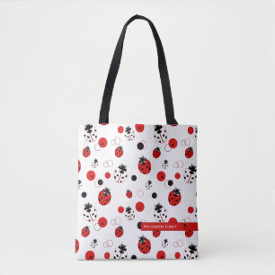 Einfache rote, schwarze und weiße Ladybug-Muster Tasche
