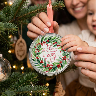 Einfache rote Typografie Weihnachtsgrün-Ornament Ornament Aus Metall