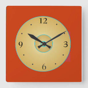 Einfache rote Uhr mit gelb und grün> Küchenuhr