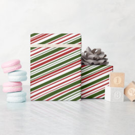 Einfache rote und grüne Streifen Weihnachten  Geschenkpapier