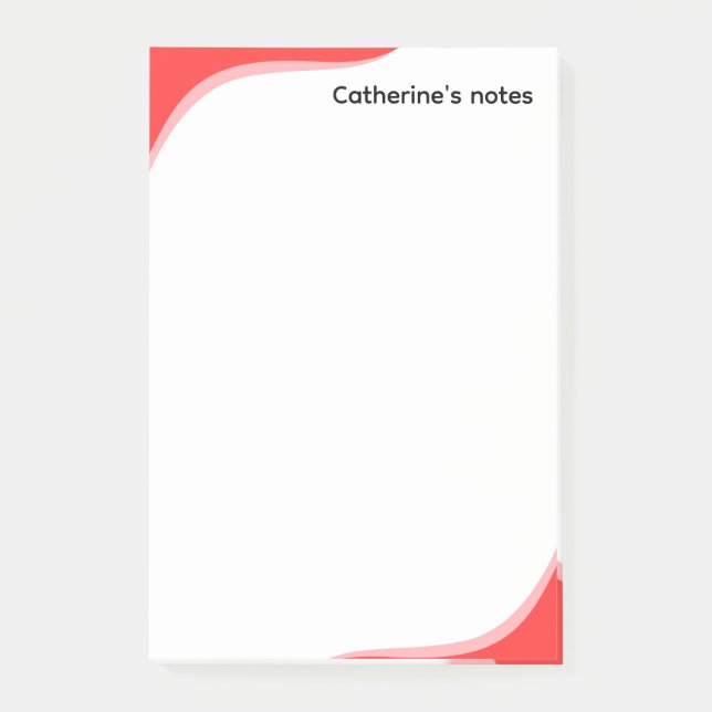 Einfache rote und schwarze anpassbare Wellen Post-it Klebezettel (Vorderseite)