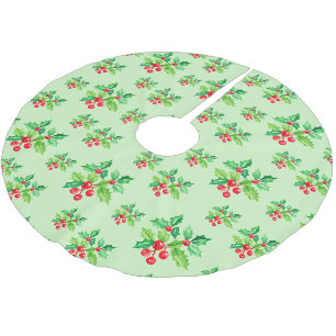 Einfache rote Wasserfarbe Holries Xmas Muster Polyester Weihnachtsbaumdecke