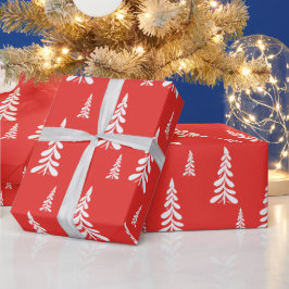 Einfache Rote Weihnachten Weihnachten Pinien Schne Geschenkpapier