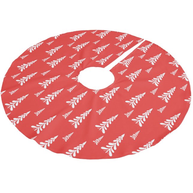 Einfache Rote Weihnachten Weihnachten Pinien Schne Polyester Weihnachtsbaumdecke (Schrägansicht)