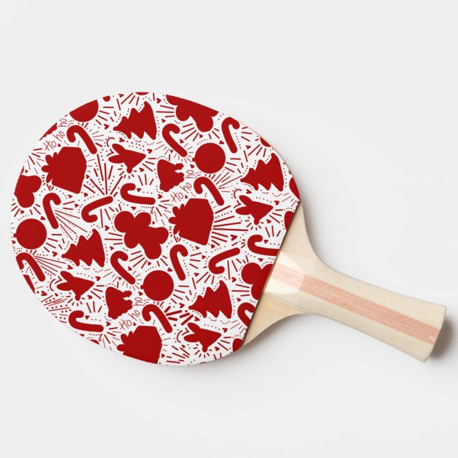 Einfache rote Weihnachtsmuster Tischtennis Schläger (Seitenansicht)