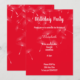 EINFACHE ROTE WEISSE FALLENDE DANDELION BLUME GEBU EINLADUNG