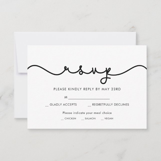 Einfache RSVP-Karte für niedlichen Schriftart mit  RSVP Karte (Vorderseite)