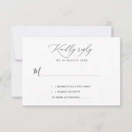 einfache RSVP-Karte für Schwarz-Weiß-Hochzeit Dankeskarte