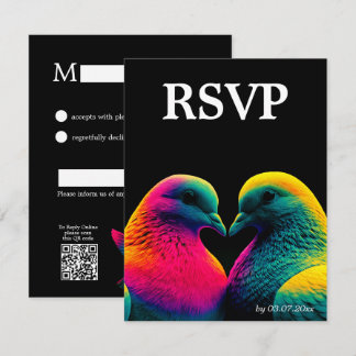 🌈 Einfache RSVP-Karte mit QR-Code Tauben des Ver RSVP Karte