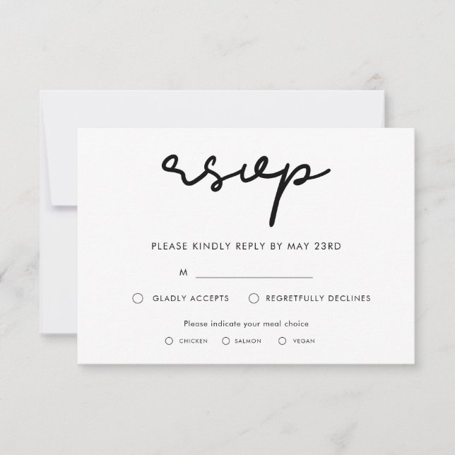 Einfache RSVP-Karte mit Wahlmöglichkeit RSVP Karte (Vorderseite)