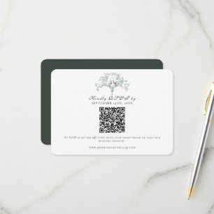 Einfache RSVP Waldgrüne französische Toile-Tauben- Karte