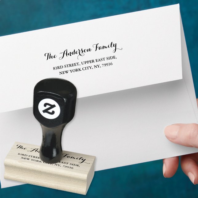Einfache Rücksendeadresse für Elegante Skriptfamil Gummistempel (Simple Elegant Script Family Name Return Address Rubber Stamp)
