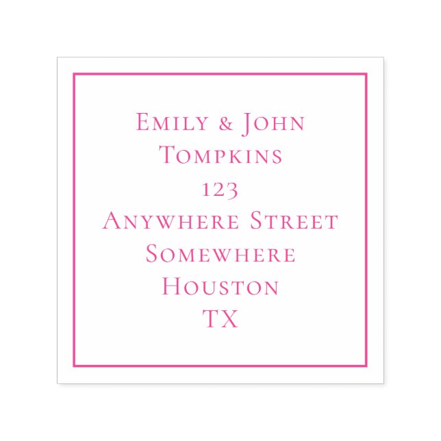 Einfache Rücksendeadresse Square Border Pink Permastempel (Design)