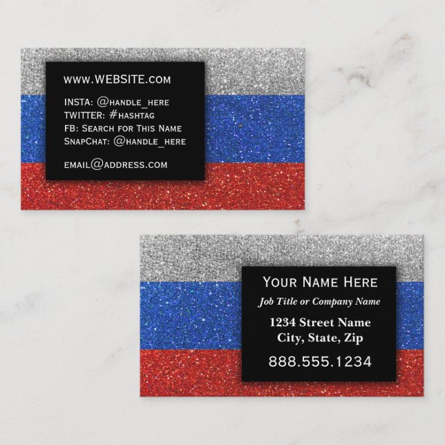 Einfache Russische Flagge Glitzer Berufliche Führu Visitenkarte (Vorne/Hinten)