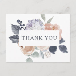 Einfache rustikale Blumenhochzeit Danke Postcard Postkarte