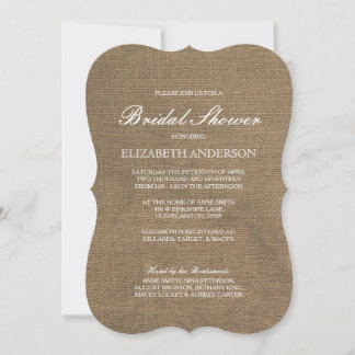 Einfache Rustikale Burlap Bridal Dusche Einladung
