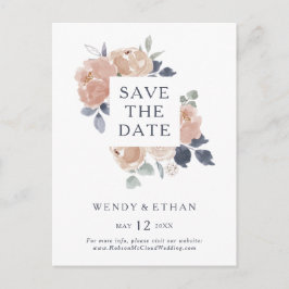 Einfache rustikale, florale Save the Date Postkart Einladungspostkarte