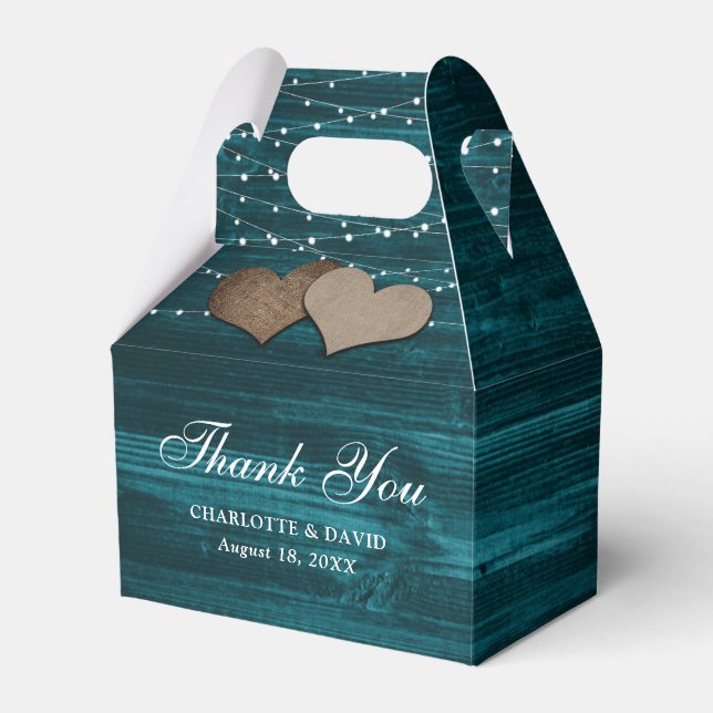 Einfache rustikale Gastgeschenk Hochzeit aus Aquam Geschenkschachtel (Vorderseite)