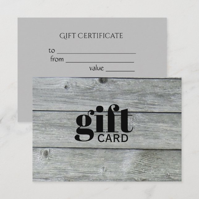 Einfache rustikale Graukunst - Geschenkgutschein (Vorne/Hinten)