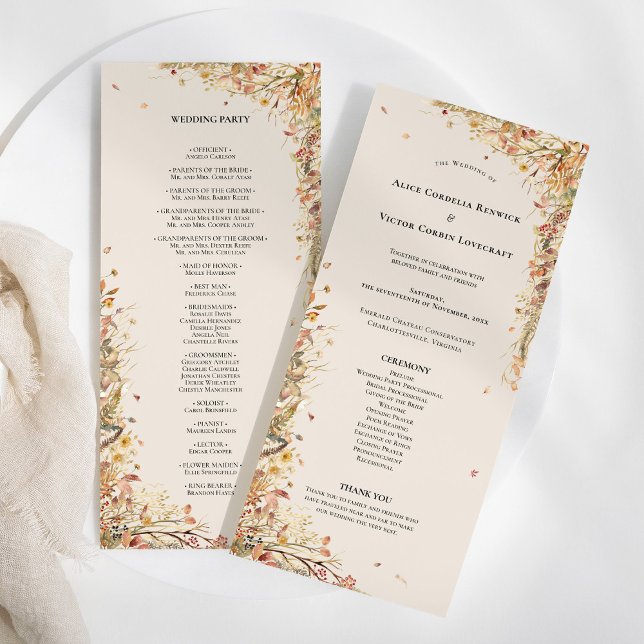 Einfache rustikale Herbst-Beige-Hochzeit-Flat Programm (Von Creator hochgeladen)