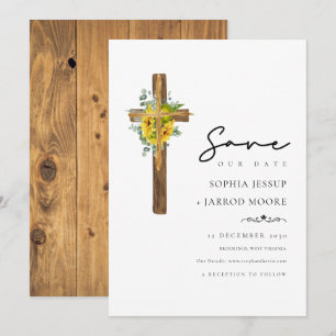 Einfache Rustikale Hochzeit mit Blume aus Holz Save The Date
