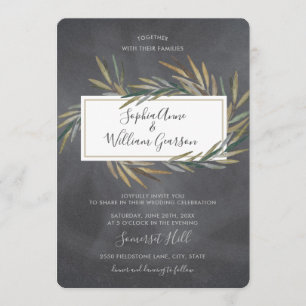 Einfache rustikale Hochzeitskhalle & Wasserfarbenk Einladung