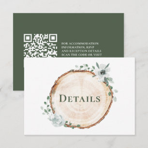 Einfache rustikale Holz-Hochzeitsdetails QR-Code-W Begleitkarte