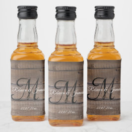 Einfache rustikale Holzhochzeit Personalisiert Alkoholflaschenetikett