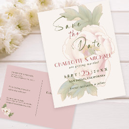 Einfache rustikale Save the Date-Blush-Peony-Hochz Postkarte