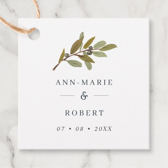 Einfache rustikale Zweigstelle für Hochzeiten Geschenkanhänger (Vorderseite)