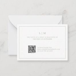 Einfache Sage Green Monogram Budget Hochzeit RSVP Mitteilungskarte
