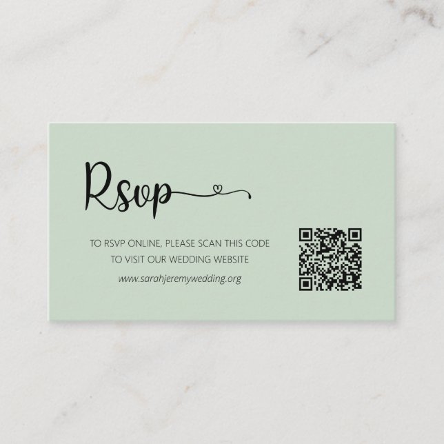 Einfache Sage Wedding RSVP Website Umschließungska Begleitkarte (Vorderseite)