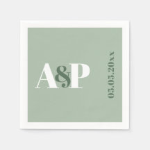 Einfache Sagegrüne Monogramm-Typografie-Hochzeit