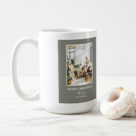 Einfache Salbeigrüne Weihnachtsfoto Kaffeetasse