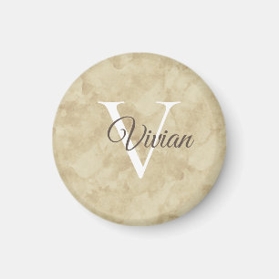 Einfache Sandy Beige Aquarellfarben Monogram Name Magnet