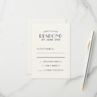 Einfache, saubere Minimal-Ecru Navy-Hochzeitskarte