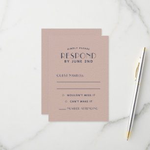 Einfache saubere Minimal-Sepia-Rose Hochzeit-RSVP- RSVP Karte