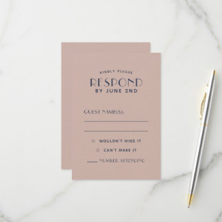 Einfache saubere Minimal-Sepia-Rose Hochzeit-RSVP- RSVP Karte