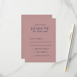 Einfache, saubere minimale Blush Navy-Hochzeitskar RSVP Karte