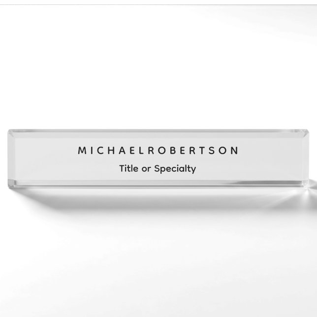Einfache Sauberkeit Elegant Modernes Minimalistisc Namensplakette (Vorderseite)