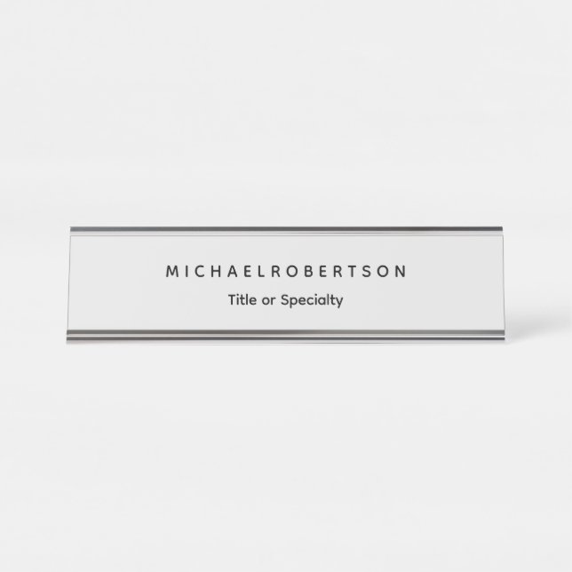 Einfache Sauberkeit Elegant Modernes Minimalistisc Schreibtischnamensplakette (Vorderseite )